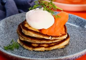 Salmon & Poached Egg American Pancakes