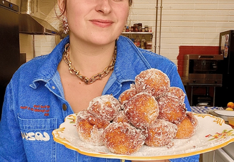 Ricotta Donuts with Zesty Egg Curd by Naughty Nonna's