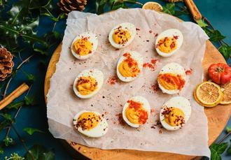 St. Ewe's Golden Christmas Devilled Eggs