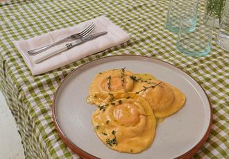Roasted Delicata Squash and St. Ewe Tortelloni with a Thyme Butter Sauce