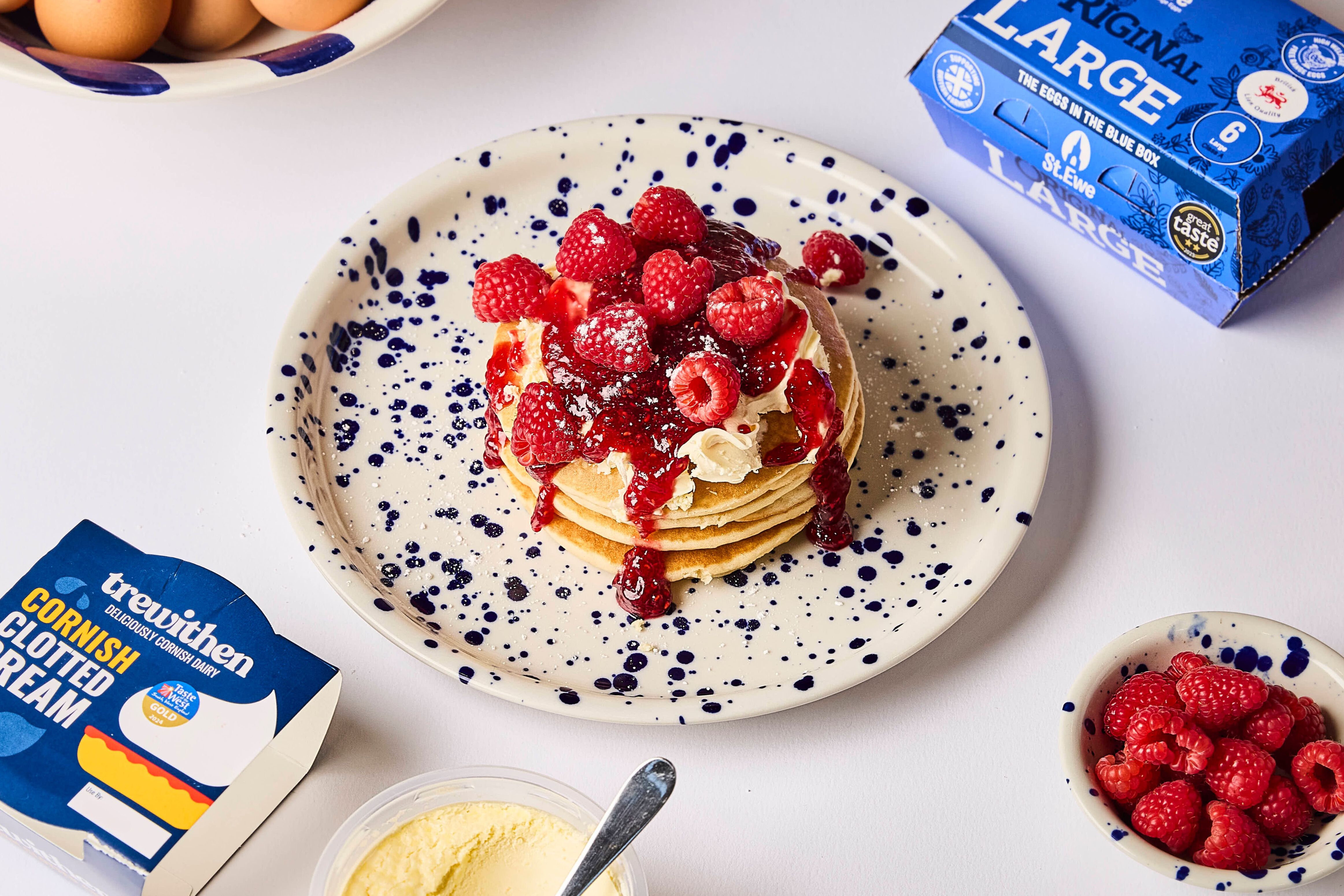 American Pancakes with Trewithen Dairy Clotted Cream