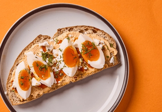 Houmous & Soft Boiled Eggs on Toast