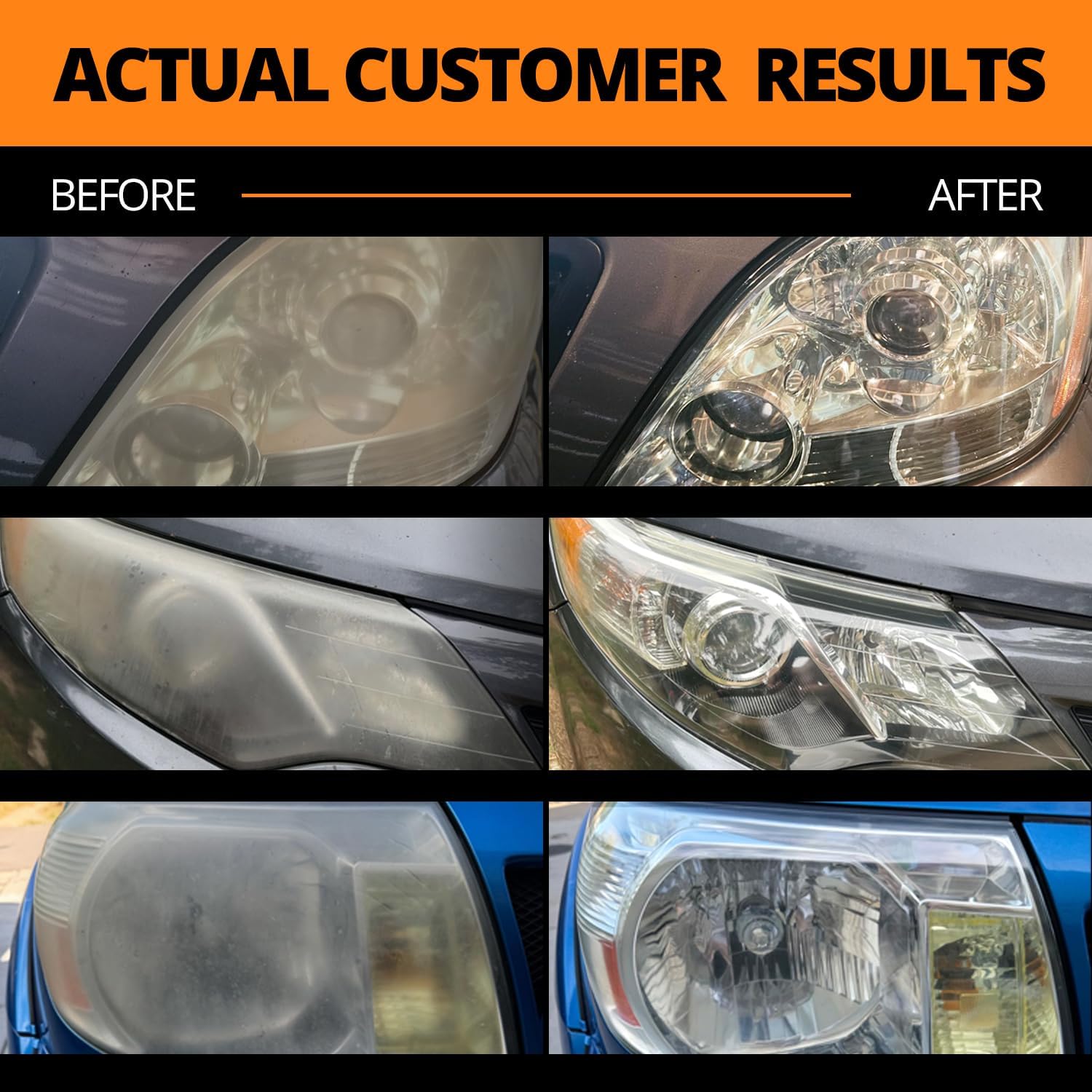 Headlight Restoration Kit Before and After 