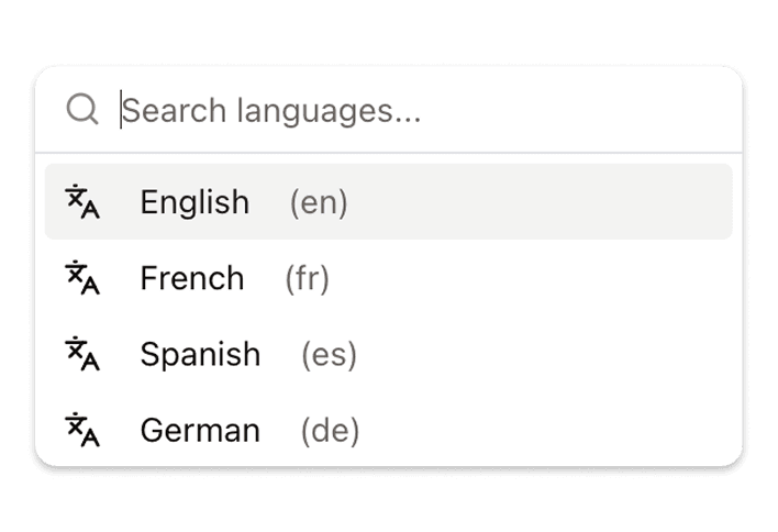 Select Languages & Markets