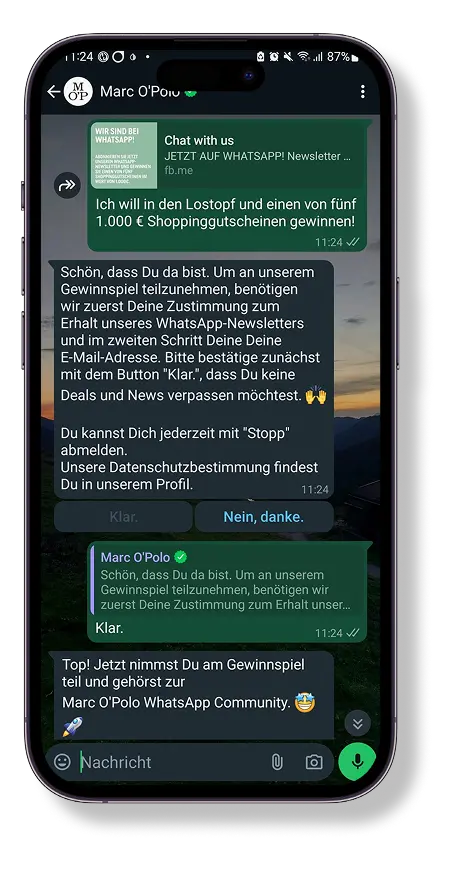 MOP Kampagne – WhatsApp Double Opt-in Chat