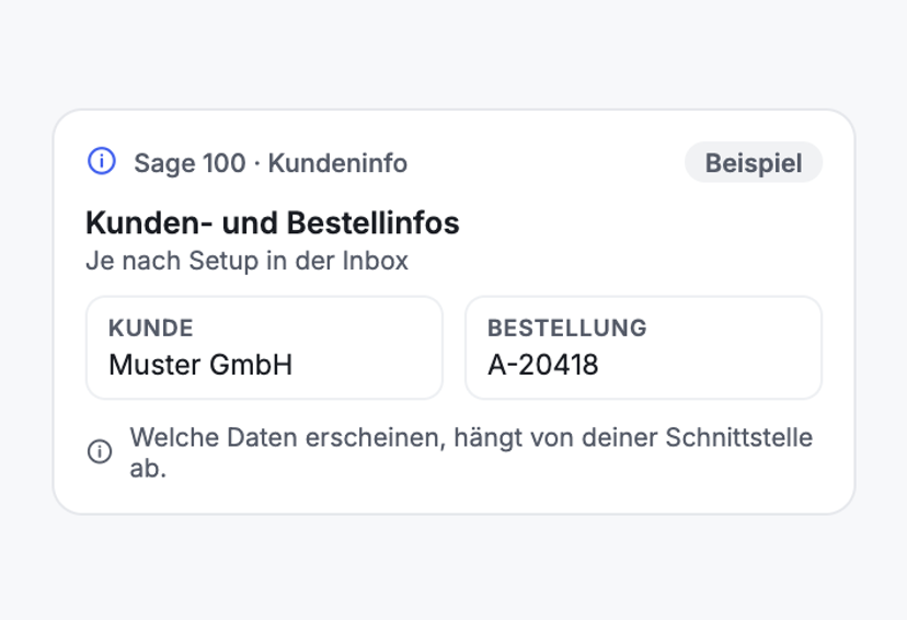 Kundenkontext aus Sage 100 in der Inbox