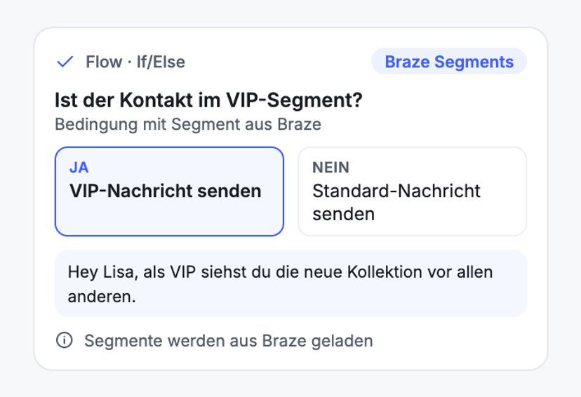 Im Flow nach Braze-Segment verzweigen