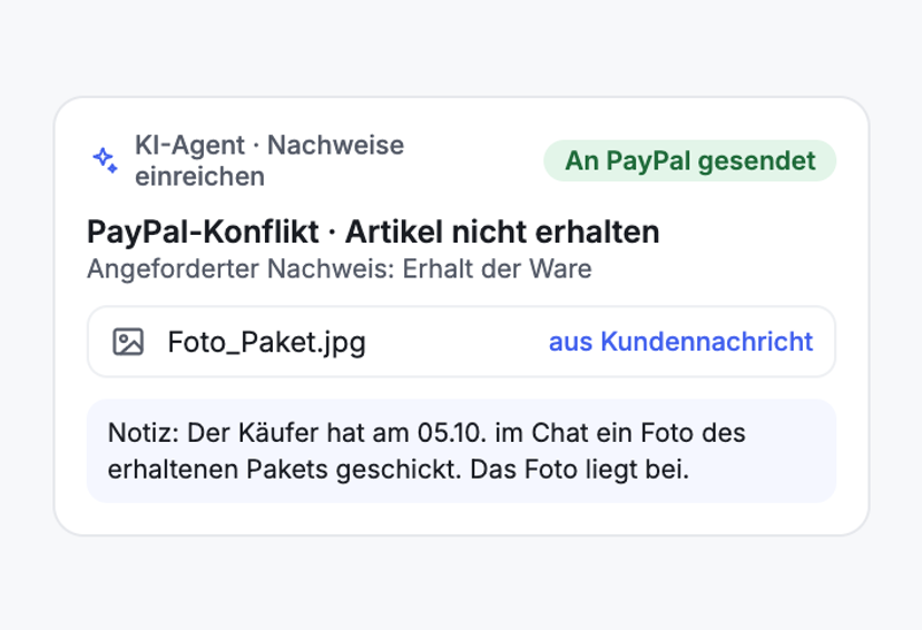 Nachweis aus dem Chat einreichen
