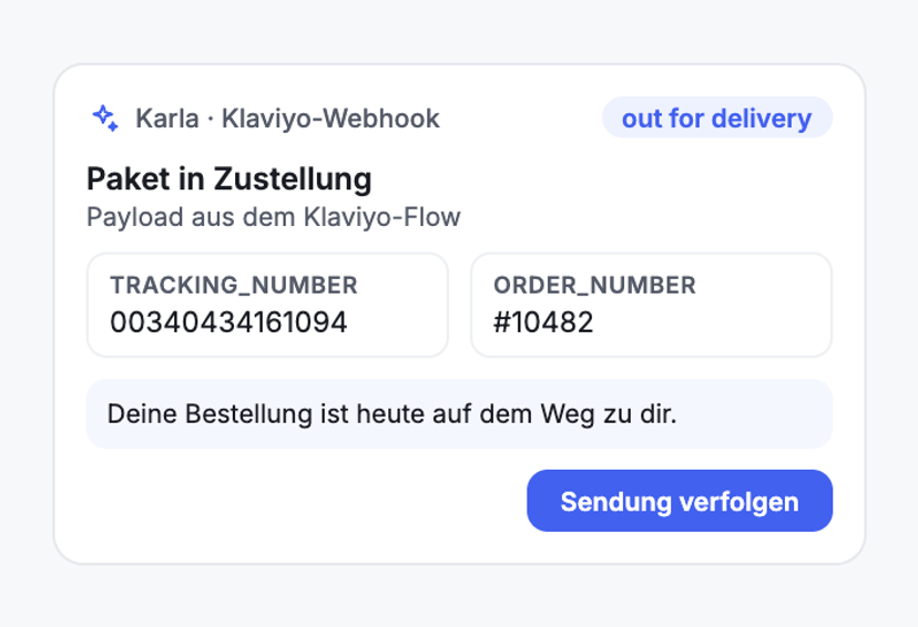 Bescheid, wenn das Paket unterwegs ist