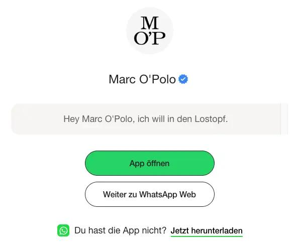 MOP Kampagne – WhatsApp Opt-in Webseite