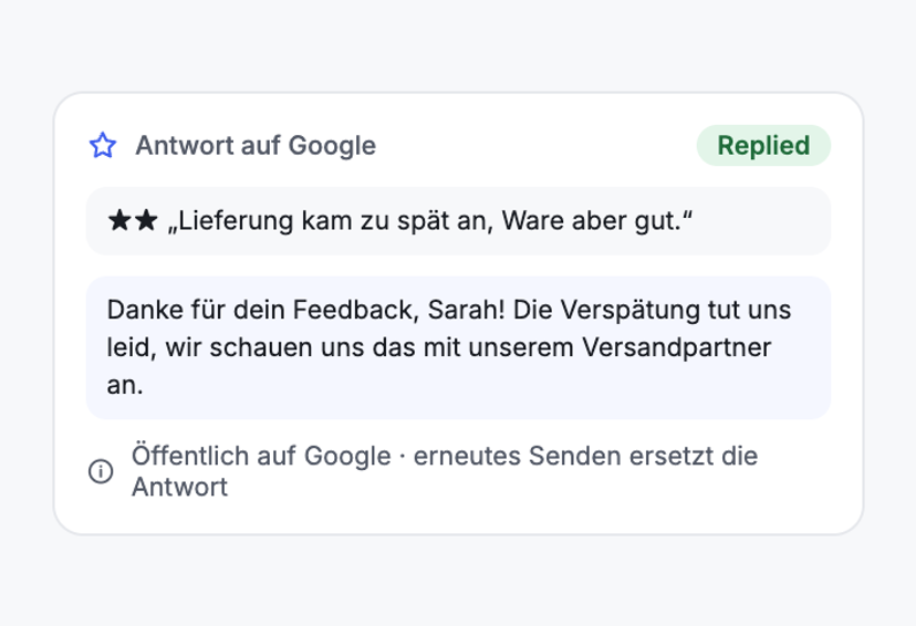 Eine Antwort, sofort öffentlich
