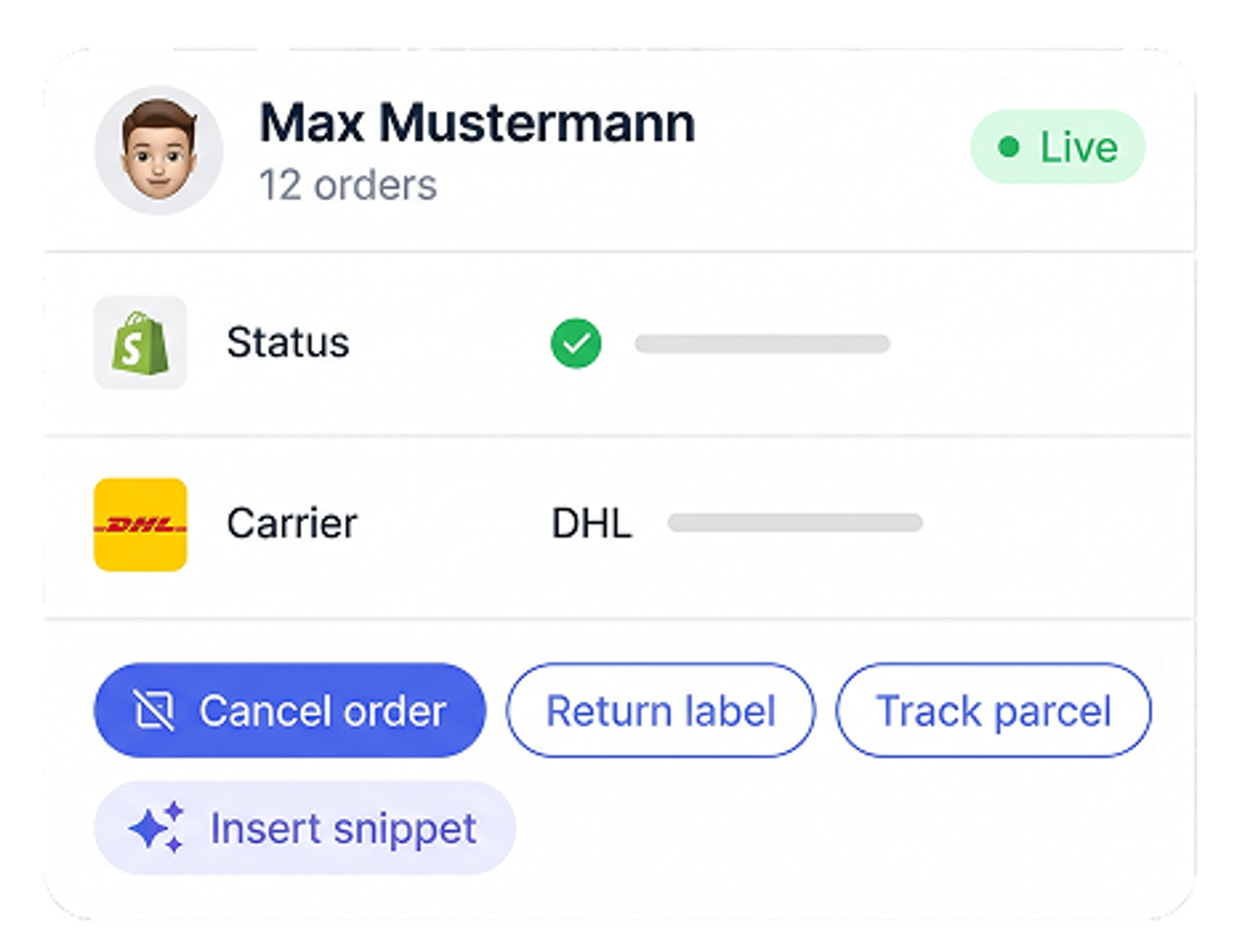 Actions and context in the ticket