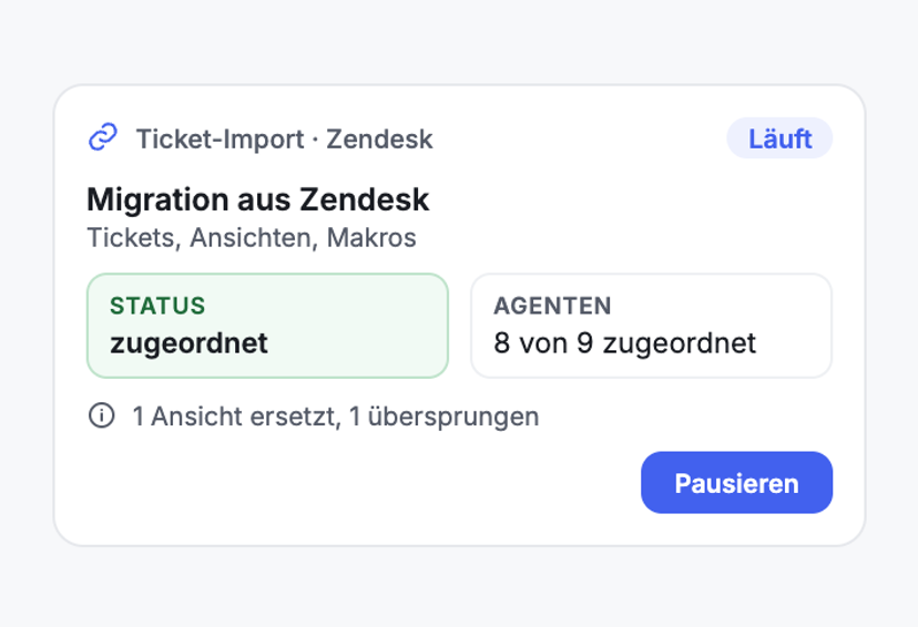 Zendesk-Migration mit dem Assistenten