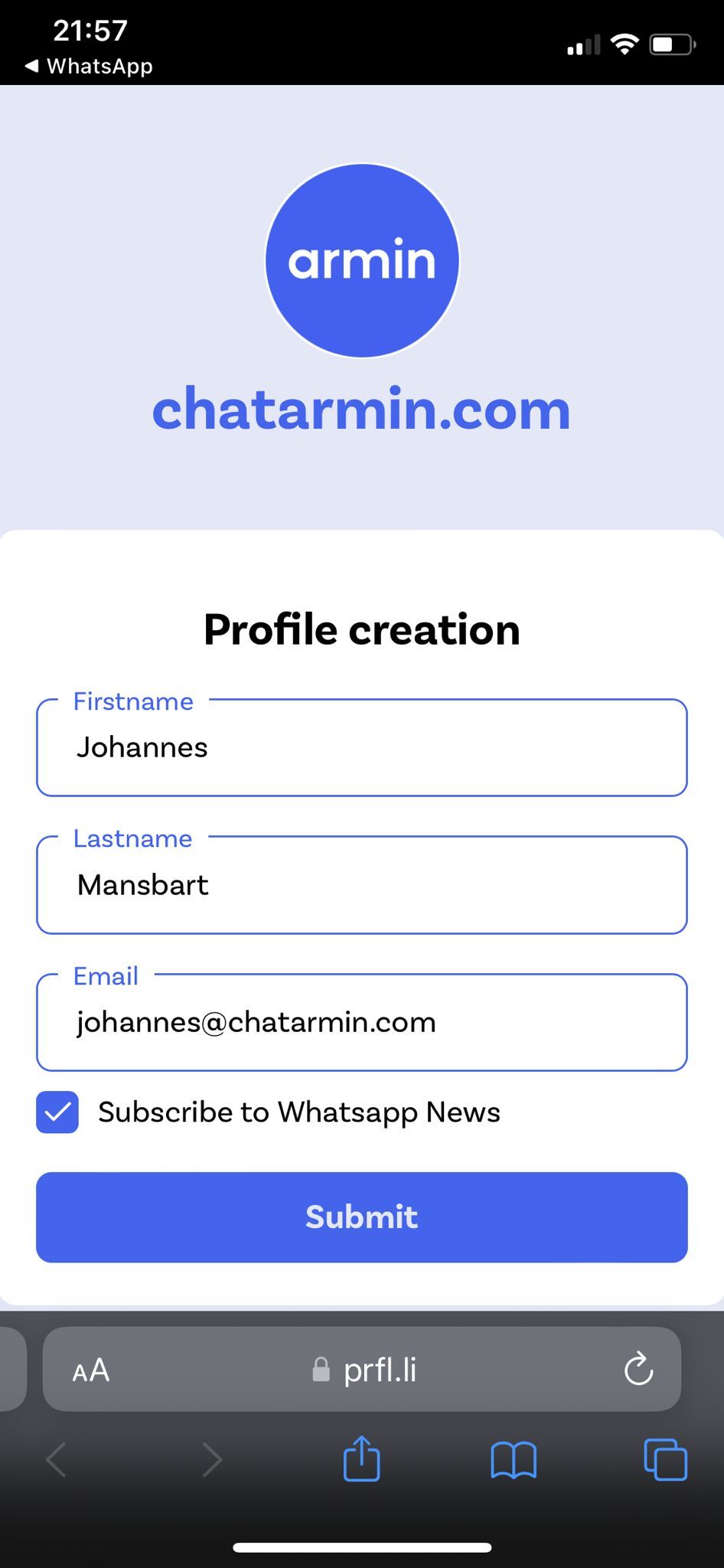Profil-Automatisierung von Chatarmin