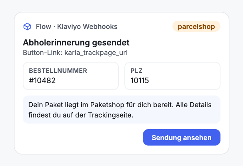 Abholerinnerung für den Paketshop