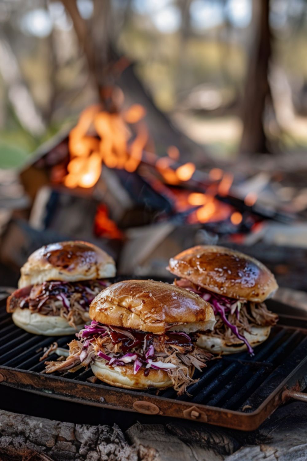 wood-fired hambrugers at a sporting event