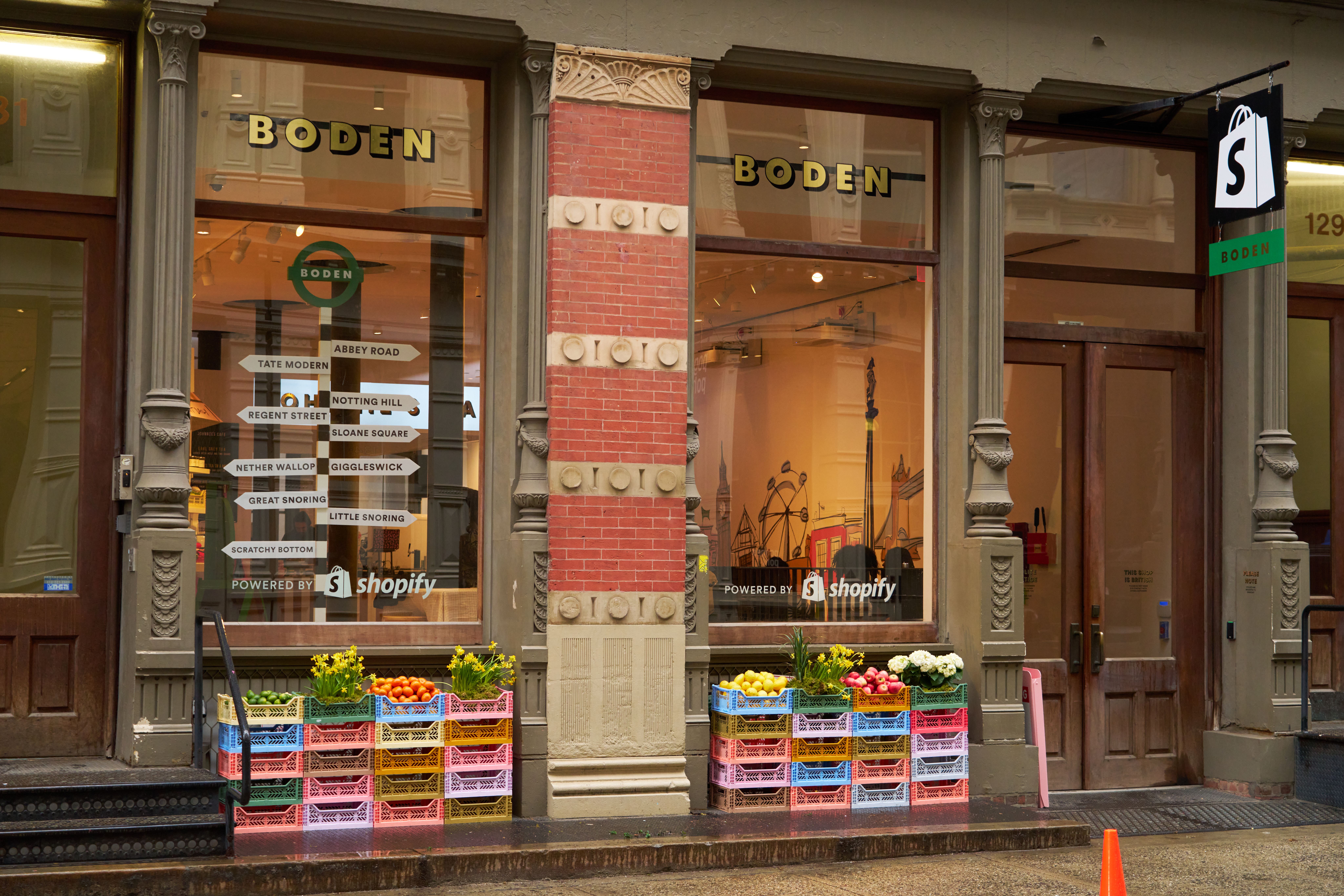 Boden pop up in Soho at Shopify HQ on Greene Street, NYC.  