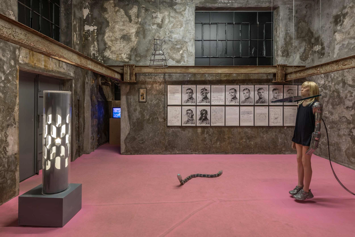 Installation view, 'Dream Machines,' DESTE Foundation Project Space, Slaughterhouse, Hydra, 2023. Photography by Giorgos Sfakianakis; courtesy of the DESTE Foundation for Contemporary Art
