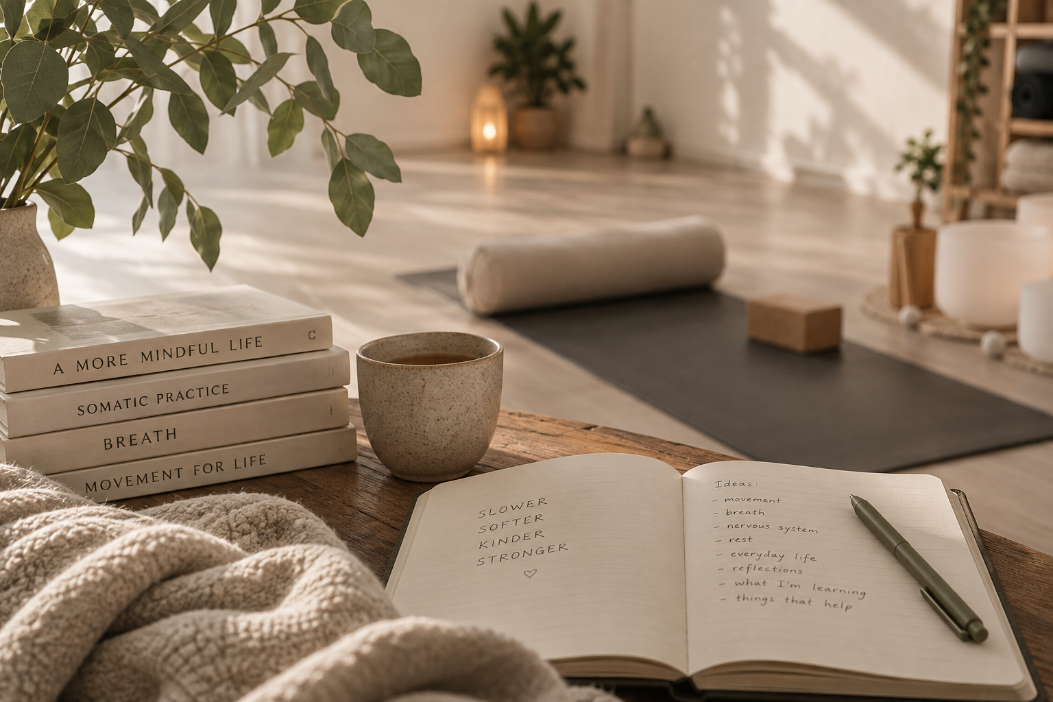 a small white cup on linen — a moment of pause.