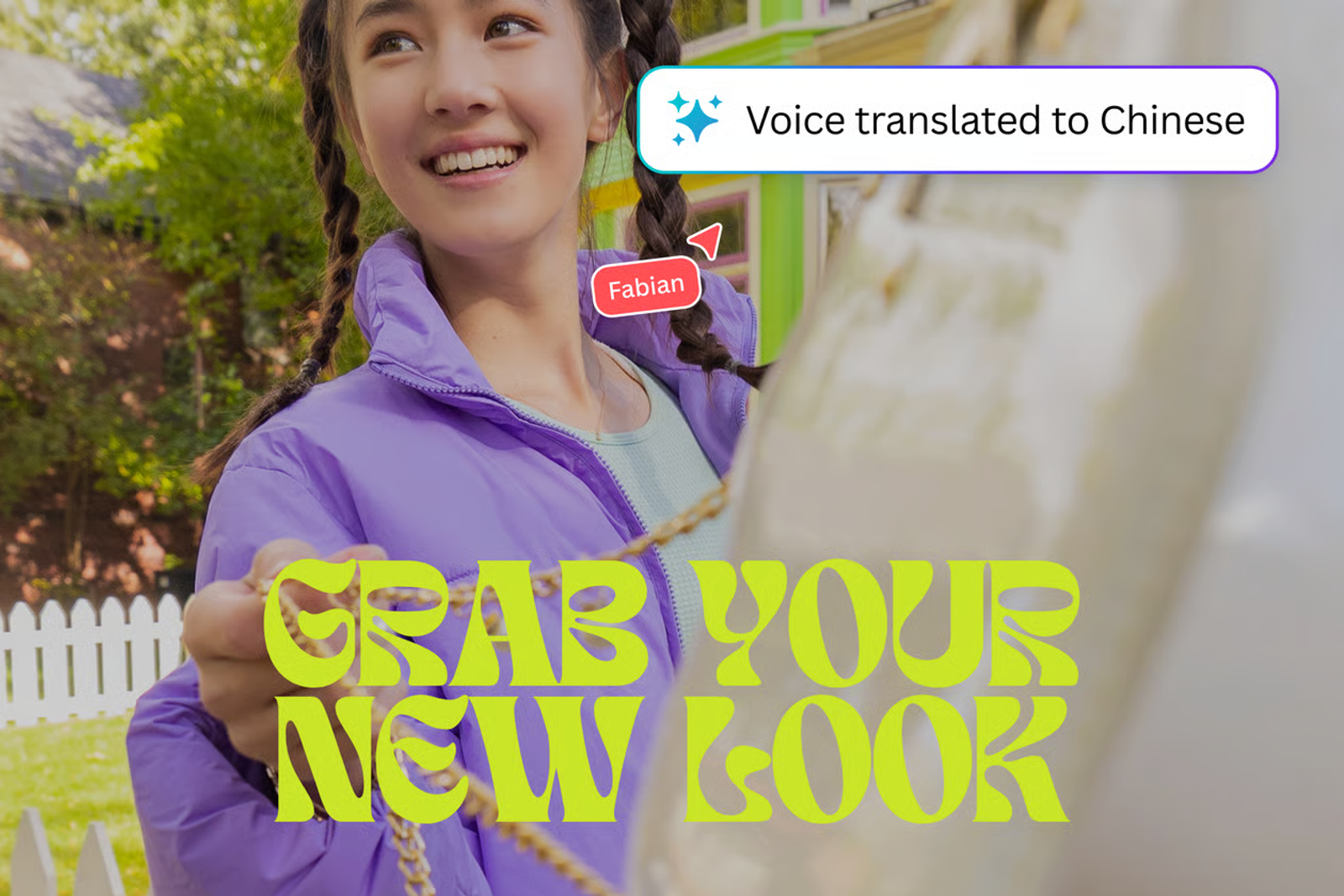 Marketing promo video featuring ai video dubbing with voice translated into Chinese for global audience.