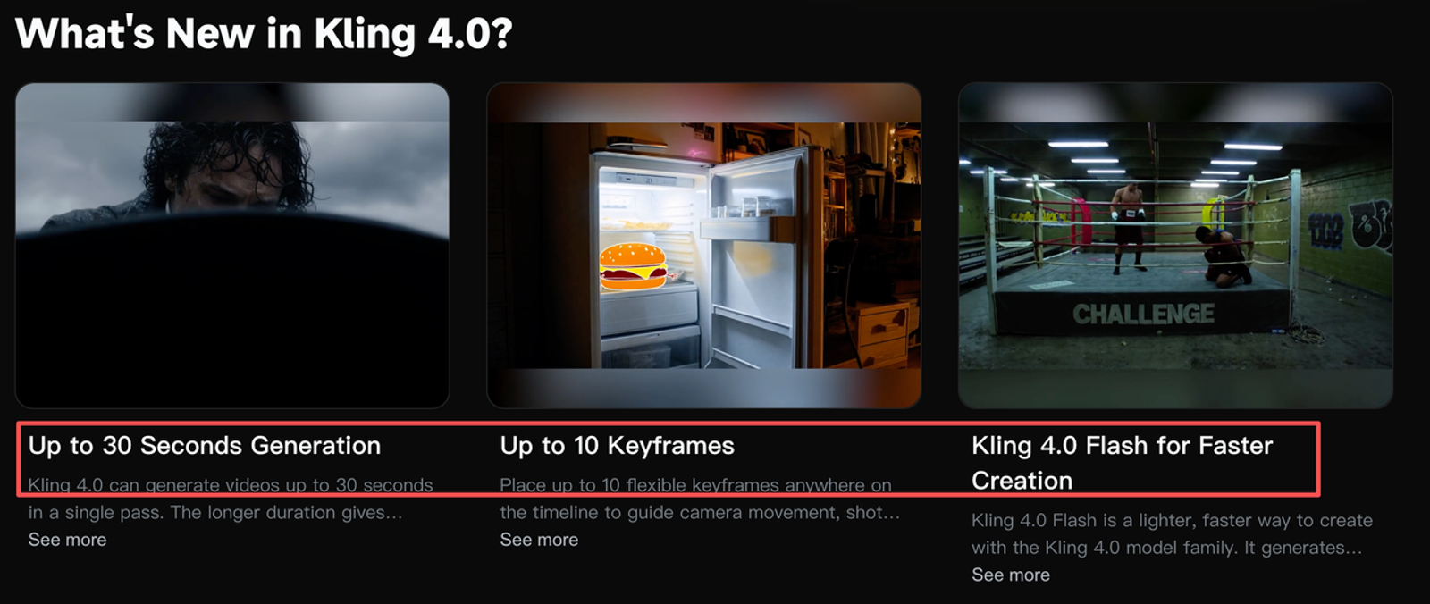 An overview feature card highlighting capabilities updated for kling 4.0 image to video workflows.