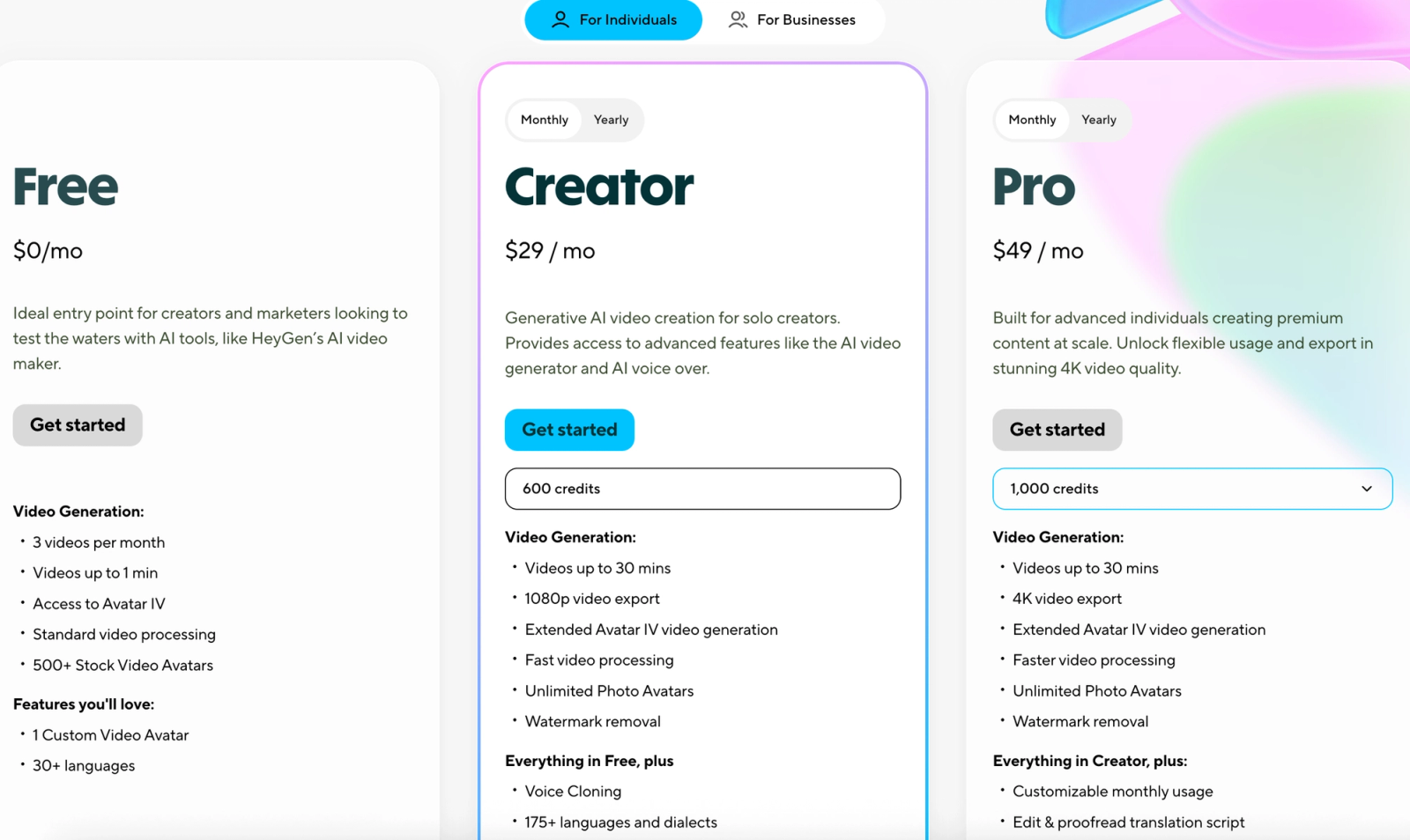 HeyGen plans offering affordable ai avatar services for startups on a budget.