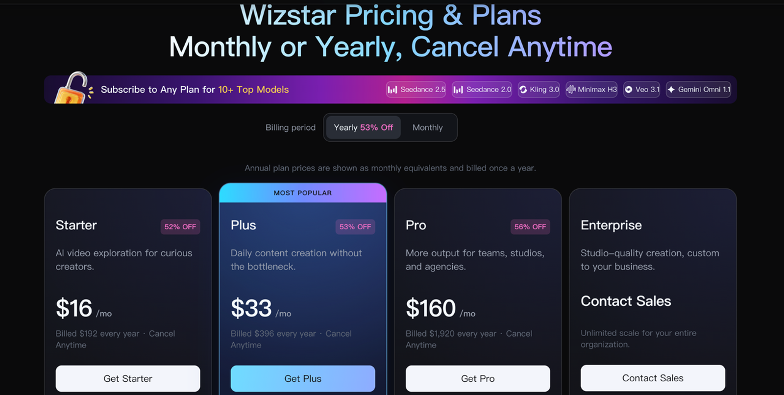 A subscription pricing table designed to help you compare pricing for ugc video production tools efficiently.