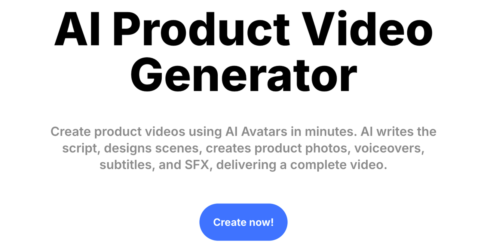 Promotional banner for AI generator creating high converting product video ads instantly.