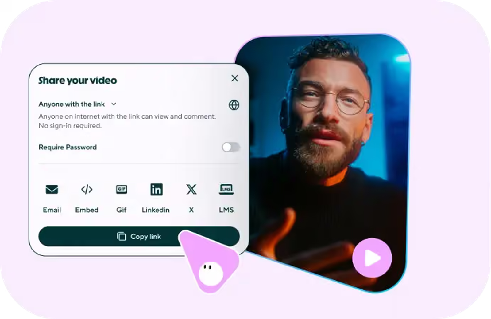 A video sharing menu displaying export choices to compare ai avatars for ugc video ads outputs.