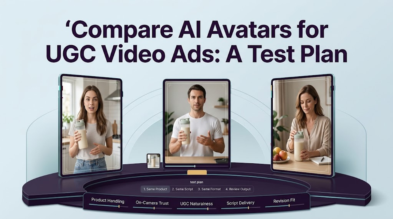 A structural test plan layout to help marketers compare ai avatars for ugc video ads effectively.