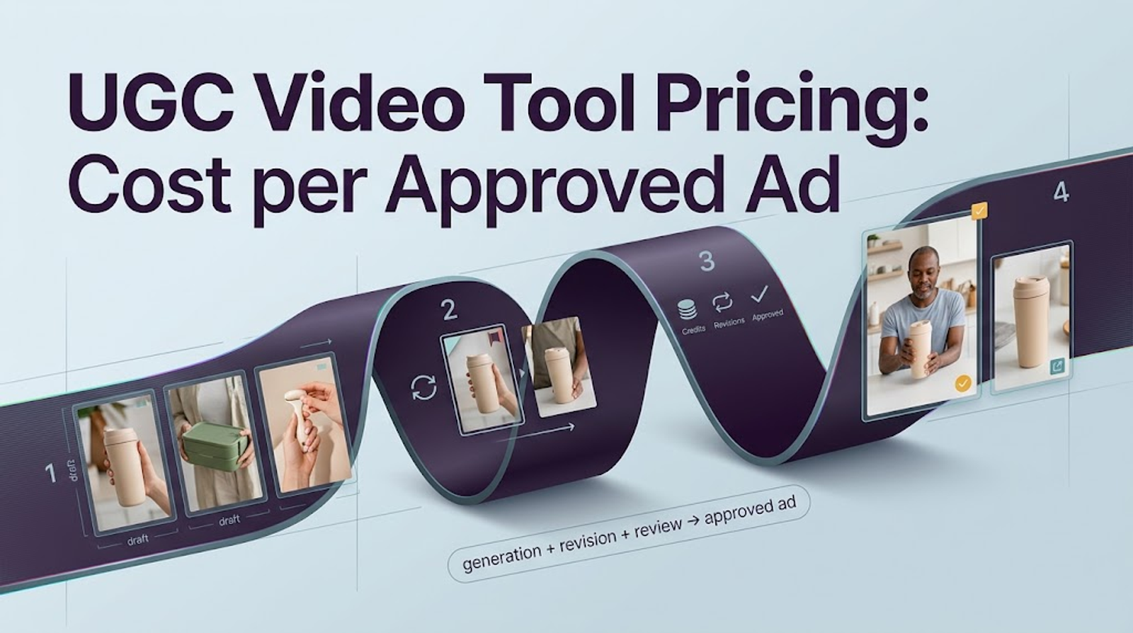 An illustrative timeline helping users compare pricing for ugc video production tools based on approved ad output.