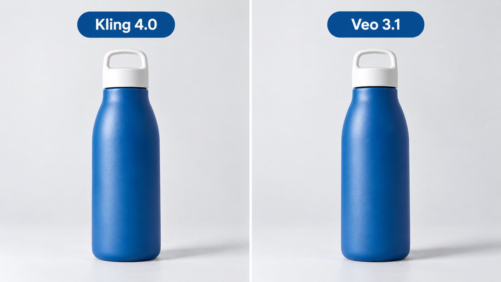 A side-by-side product render showcasing quality differences between kling 4.0 vs veo 3.1 outputs.