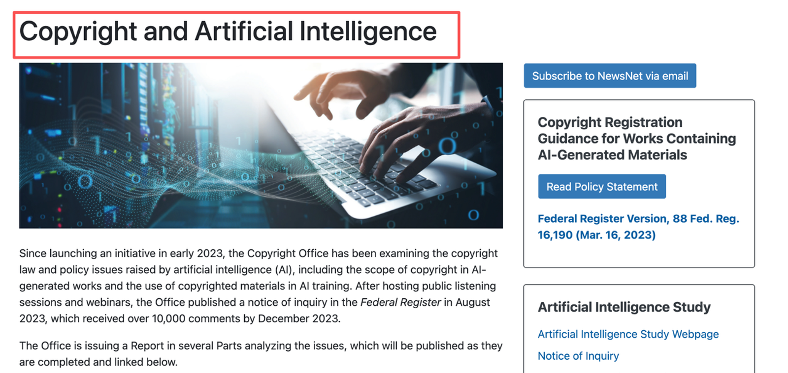 US Copyright Office webpage on AI-generated works offers rights context when preparing Fibo 2 prompts.