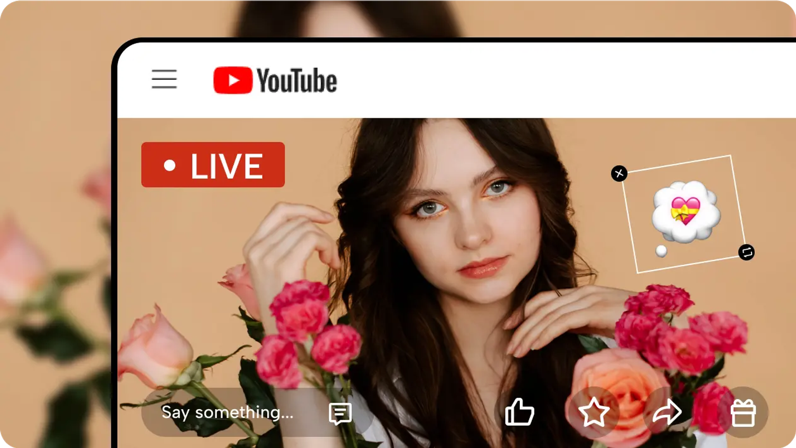Creator conducting a YouTube live stream using real-time video translation for interactive viewers.