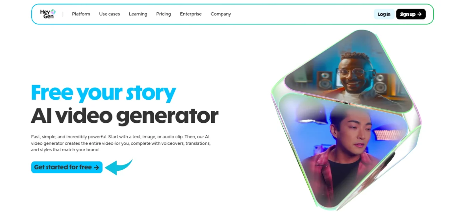Official website hero page promoting heygen video translation and AI video tools.