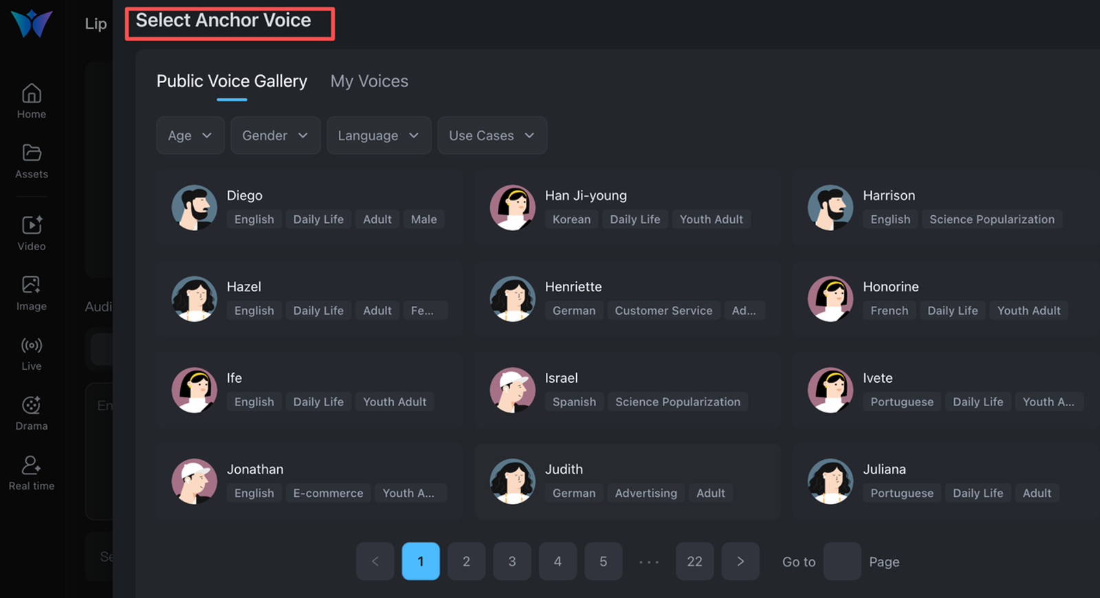 An audio settings dashboard useful when you compare ai avatars for ugc video ads voice choices.