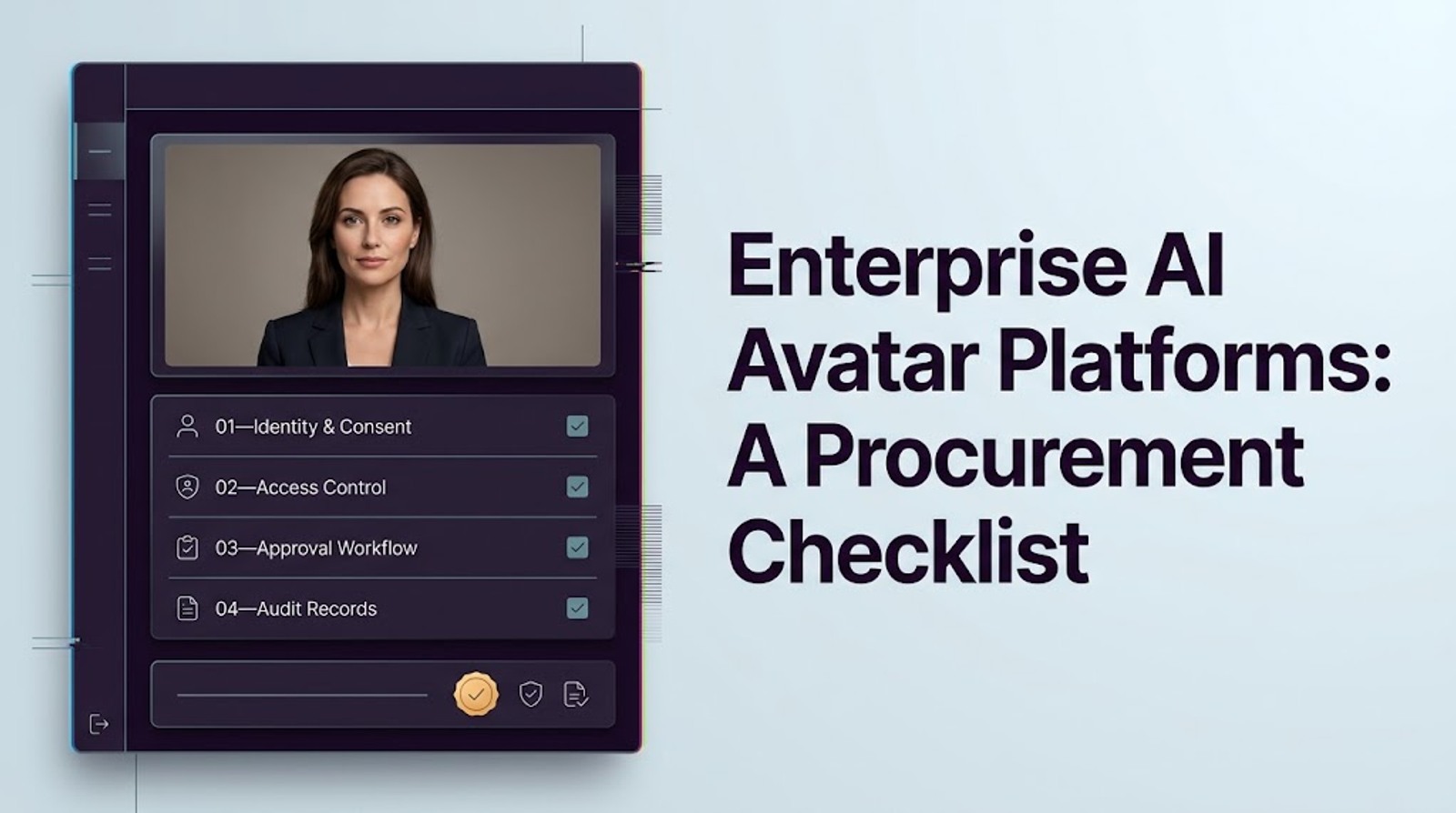 An informative procurement checklist infographic designed to evaluate best ai avatar platforms for large enterprises.