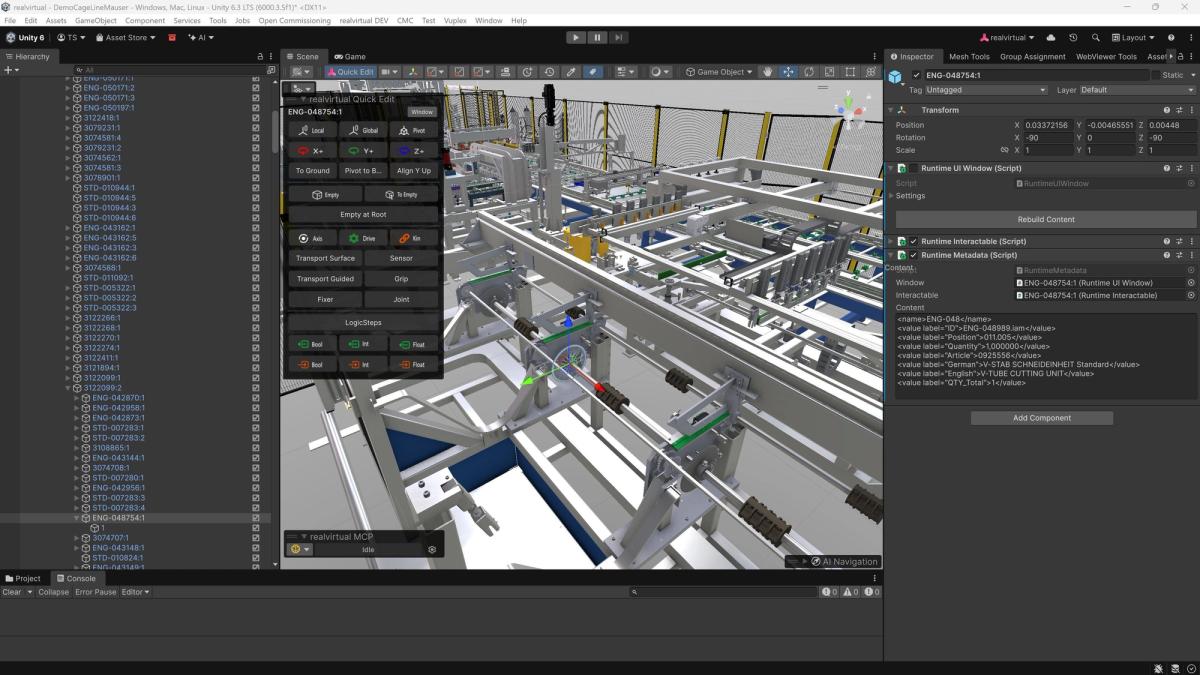 Implementing Machine Information Systems: Bridging Unity Digital Twins, MCP, and Industrial AI