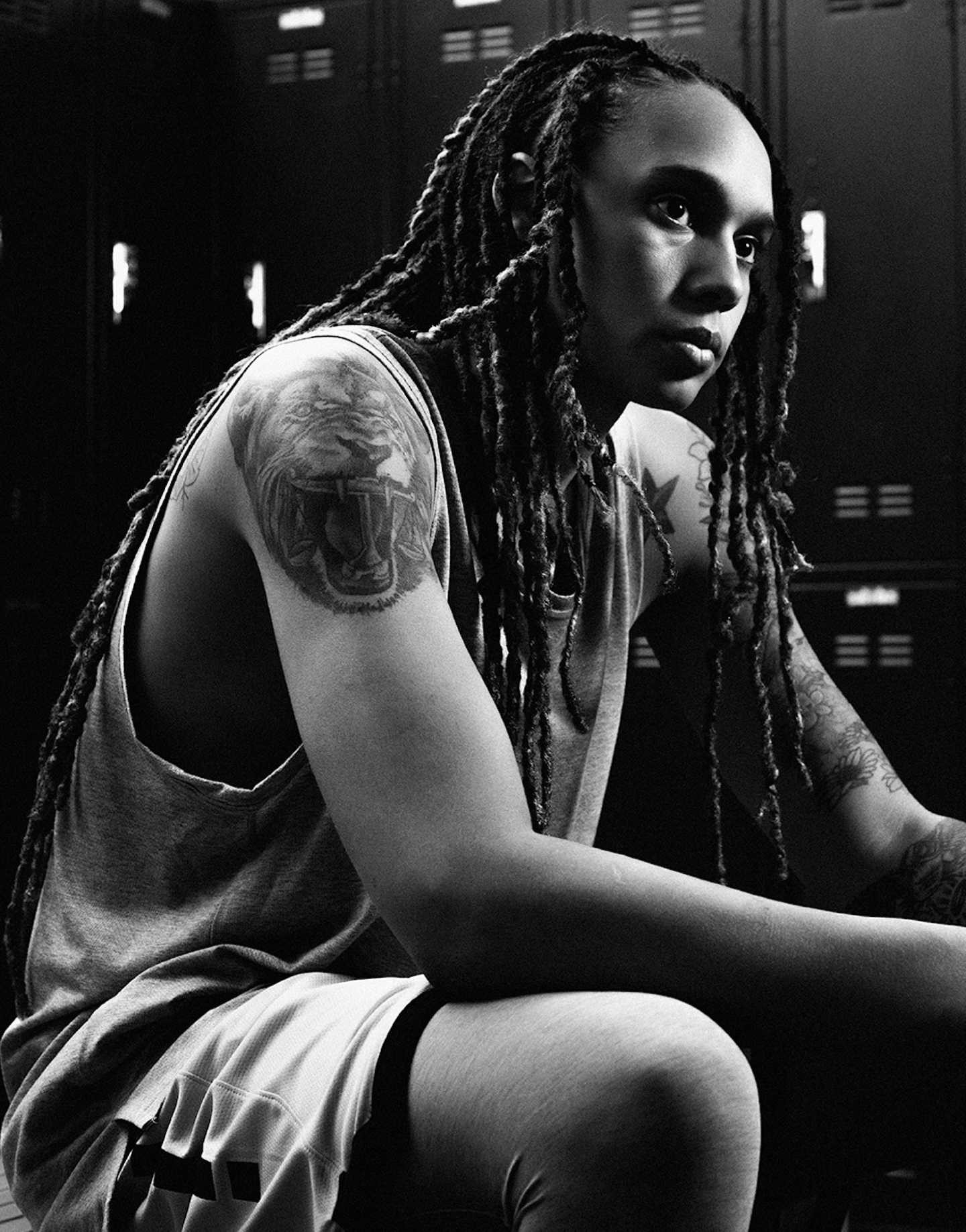  Brittney Griner black and white changing room 