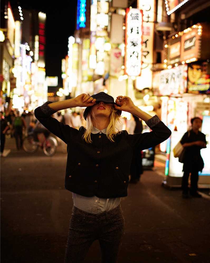 tokyo lights girl  hat over face