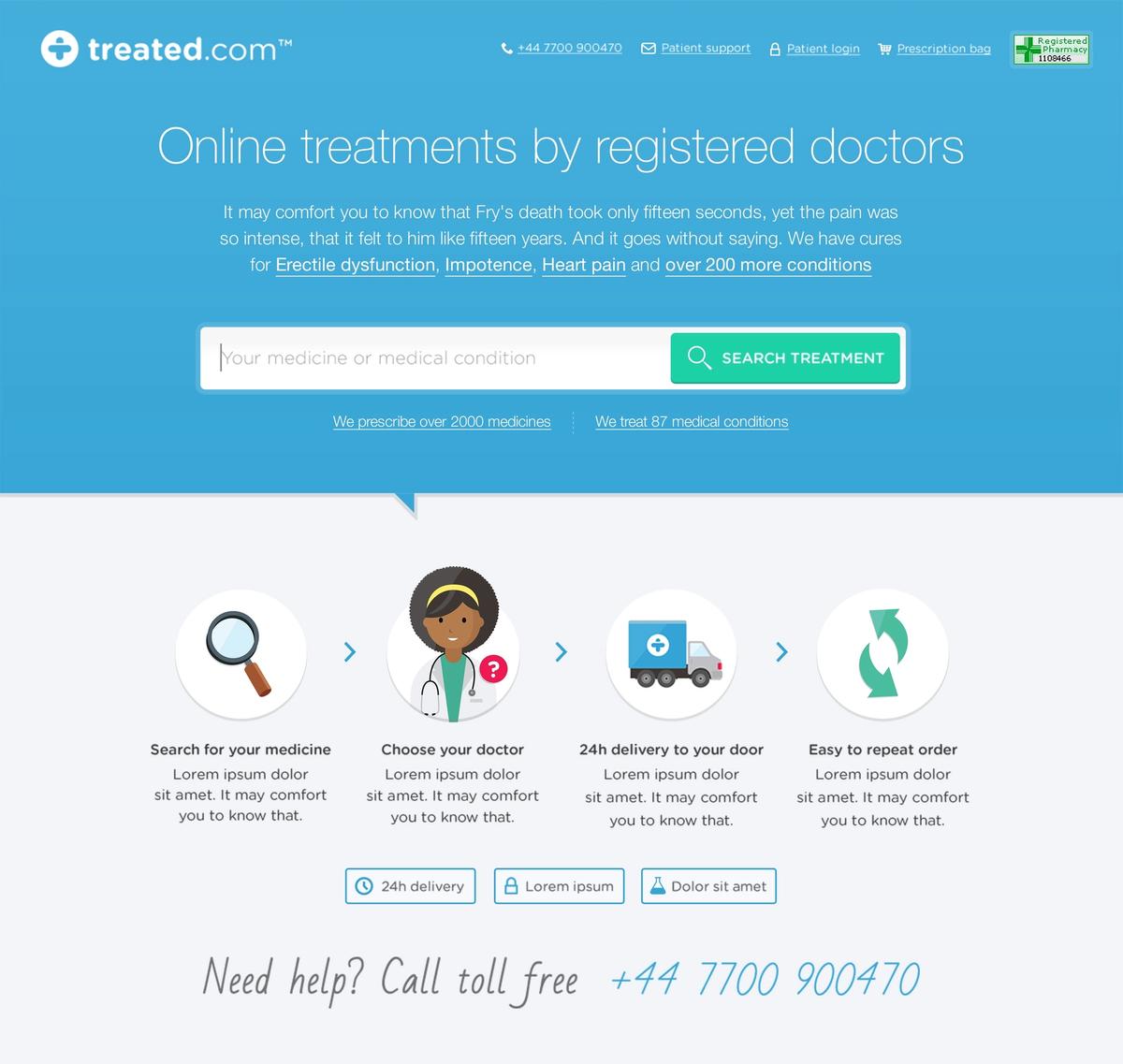 Treated.com start screen