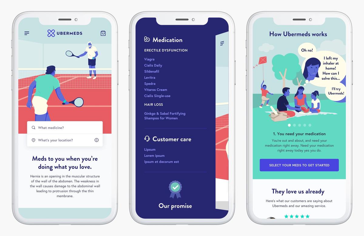 Ubermeds start screens