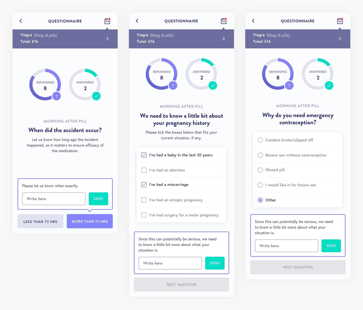 Ubermeds consultation screens