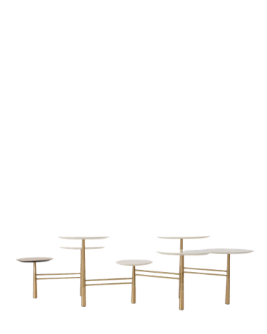 White Pebble Low Table Brass