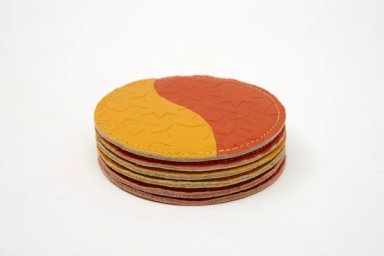Red Horizon Embossed Leather Coaster