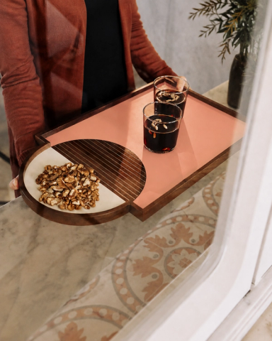 Salmon Geometrik Circle Tray
