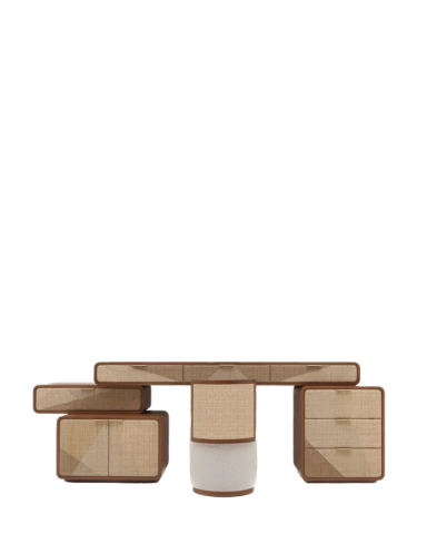 Cane Embroidery Vanity Dresser