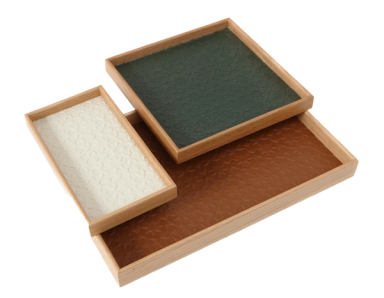 Cream/Green/Brown Stackable Leather Tray