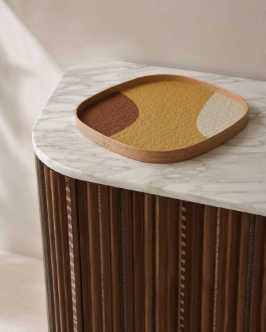 Cream/Yellow/Brown Square Vide Poche