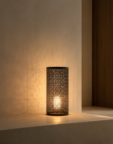 Dark Grey Arabesque Table Lamp